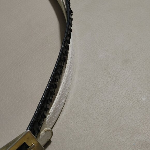 Snakeskin Reptile Dress Belts Lot  Gold Tone Buckles ML  Vintage Black White - Picture 9 of 13